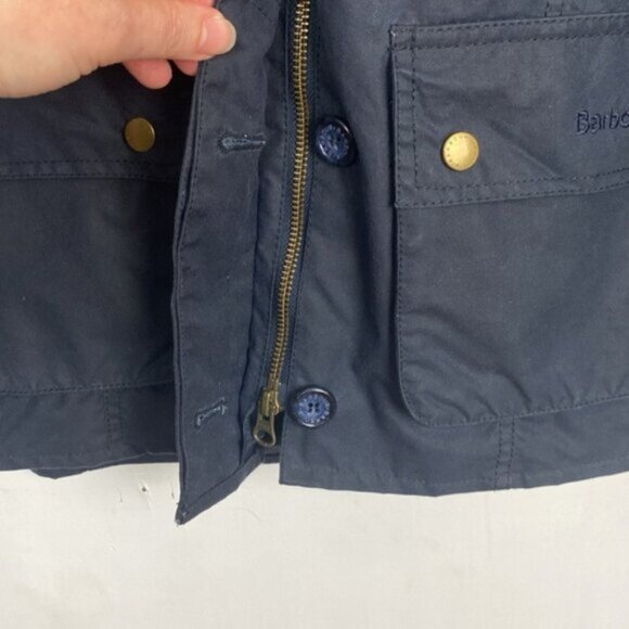 Rare Barbour x J.Crew 6 Shore Waxed Jacket Coat Navy Hooded - Picture 8 of 15